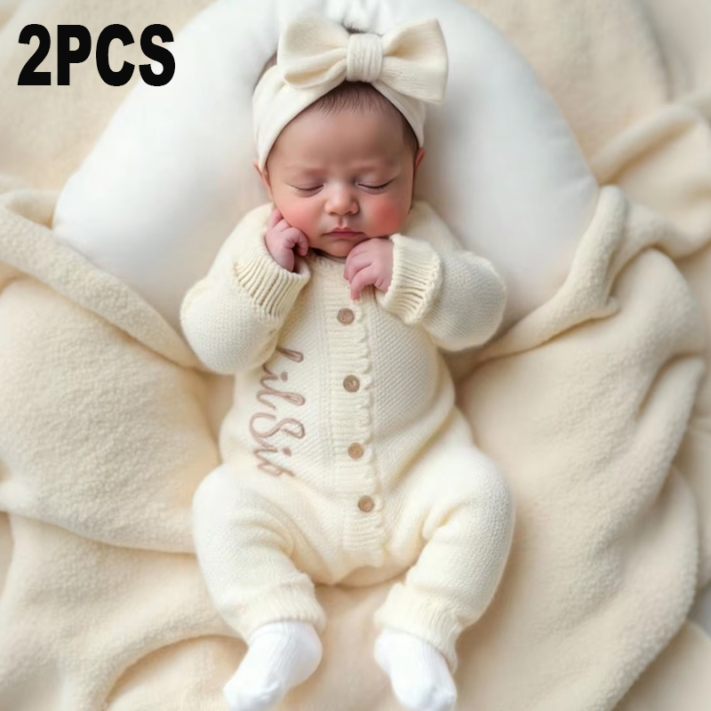 Baby Clothing Brand - ชุดถ่ายภาพเด็กแรกเกิดแบบถักไหมพรม 2 ชิ้น ยี่ห้อ Ylsteed พร้อมที่คาดผมโบว์