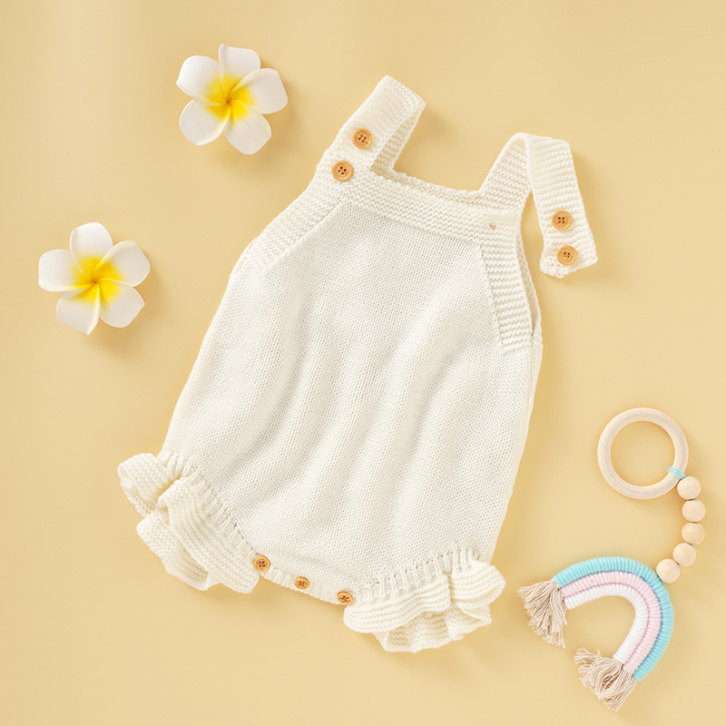 Baby Clothing Brand - ชุดบอดี้สูทเด็กถักเด็กทารกJumpsuitเสื้อแขนกุดทารกแรกเกิดเสื้อผ้าเด็ก 0-18M Overallsแฟชั่นRuffles Romper