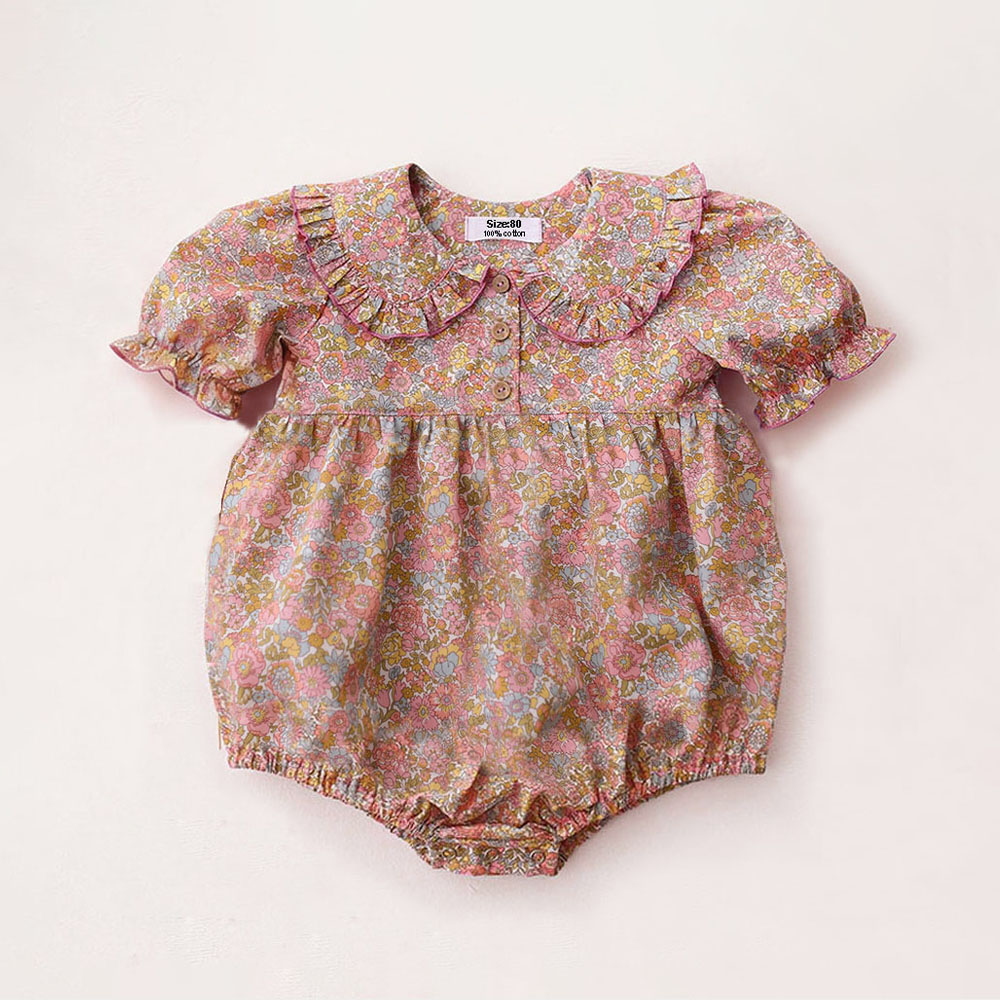 Baby Clothing Brand - ชุดรอมเปอร์เด็กทารกแรกเกิดลายดอกไม้น่ารักสำหรับฤดูร้อน เสื้อผ้าเด็กผู้หญิงผ้าฝ้าย