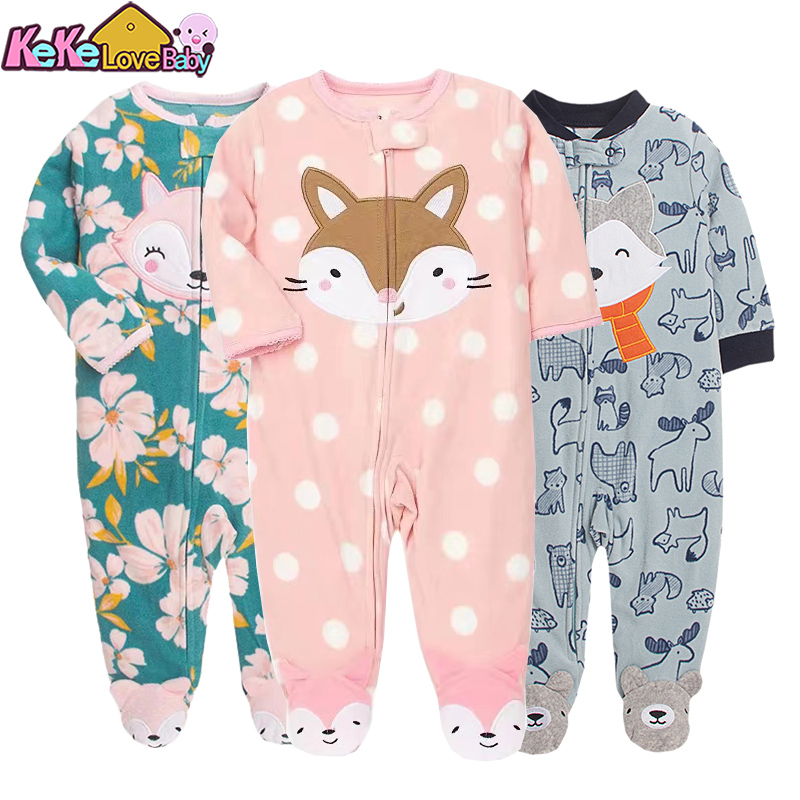 Baby Clothing Brand - ทารกแรกเกิดเด็กทารกเด็กผู้หญิงRompersเสื้อผ้าชุดนอนฤดูหนาวซิปขนแกะฤดูใบไม้ร่วงชุดทารกสัตว์Jumpsuitเสื้อผ้า 0 -12 เดือนใหม่