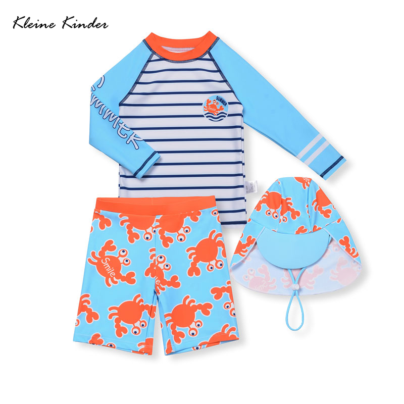 Baby Clothing Deals - ชุดว่ายน้ําเด็ก Anti UV ชุดว่ายน้ําเด็กชุดว่ายน้ําเด็กชายแขนยาว 3 ชิ้นชุดว่ายน้ําว่ายน้ํา