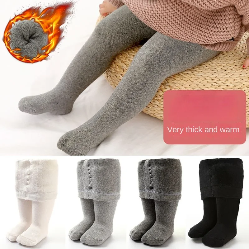 Baby Clothing Deals - เด็กTightsฤดูหนาวฤดูใบไม้ร่วงสีทึบผ้าฝ้ายนุ่มหนาเด็กสาวTightsทารกแรกเกิดเด็กวัยหัดเดินแน่นBoyสาวPantyhoseเสื้อผ้า