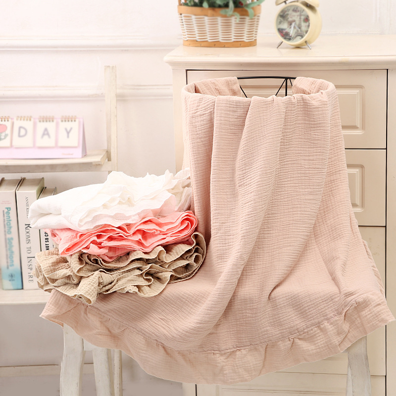 Baby Clothing Organic Cotton - ผ้าห่มเด็กออร์แกนิค ผ้ามัสลินสำหรับห่อตัวเด็กแรกเกิด ผ้าก๊อซระบายขอบ ผ้าห่มเด็ก ของใช้บนเตียงเด็ก อุปกรณ์เสริมสำหรับเด็ก