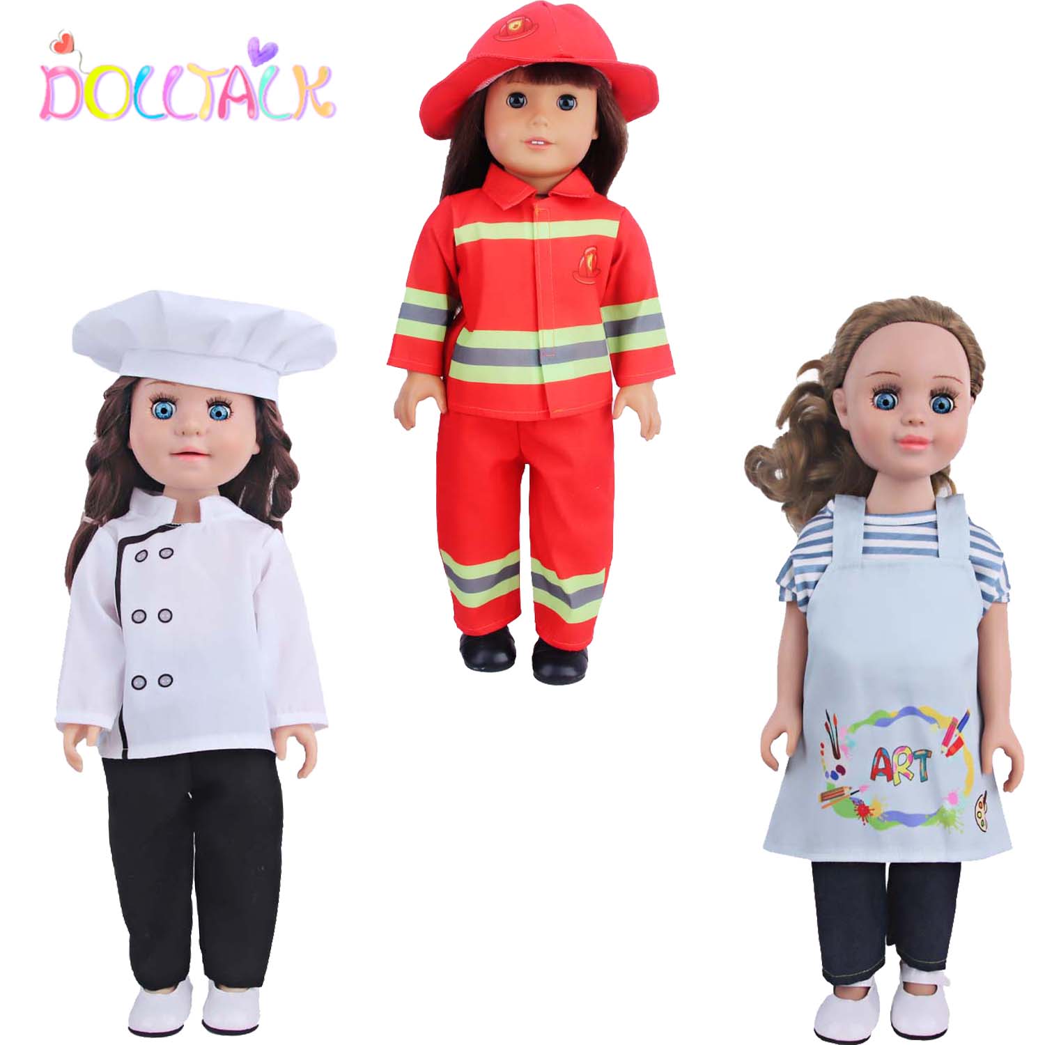 Baby Clothing Deals - บทบาทเล่นอเมริกัน 18 นิ้วตุ๊กตาสาวเสื้อผ้าชุดนักผจญเพลิง Chef,จิตรกรเสื้อผ้าชุดสําหรับ 43 ซม.ทารกแรกเกิด