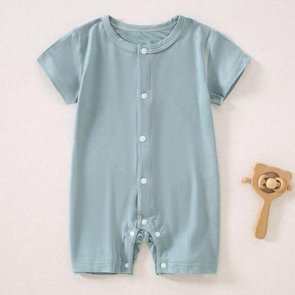Baby Clothing Types - ชุดรอมเปอร์เด็กทารกแขนสั้น ผ้าบาง สีพื้น สำหรับฤดูร้อน เสื้อผ้าเด็กแรกเกิด จั๊มสูทเด็กผู้หญิง